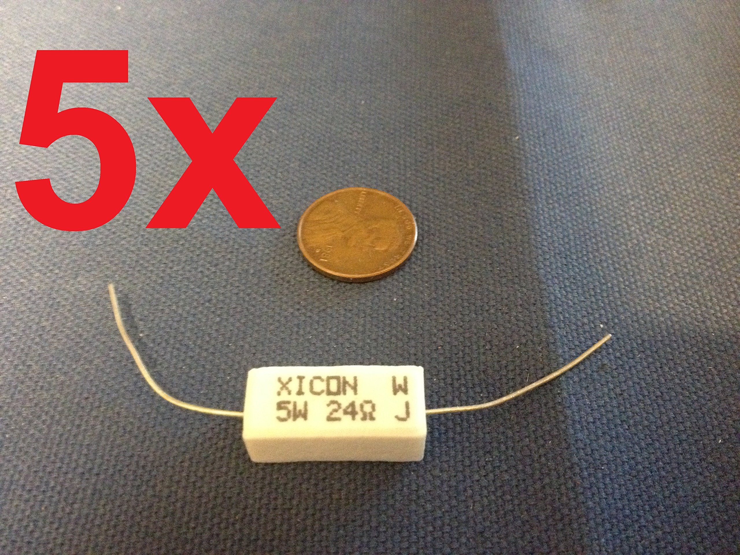 D8 5 Pieces --- Cement Resistor 24 Ohms, 5%, 5 Watt Xicon Resistor 5w C9