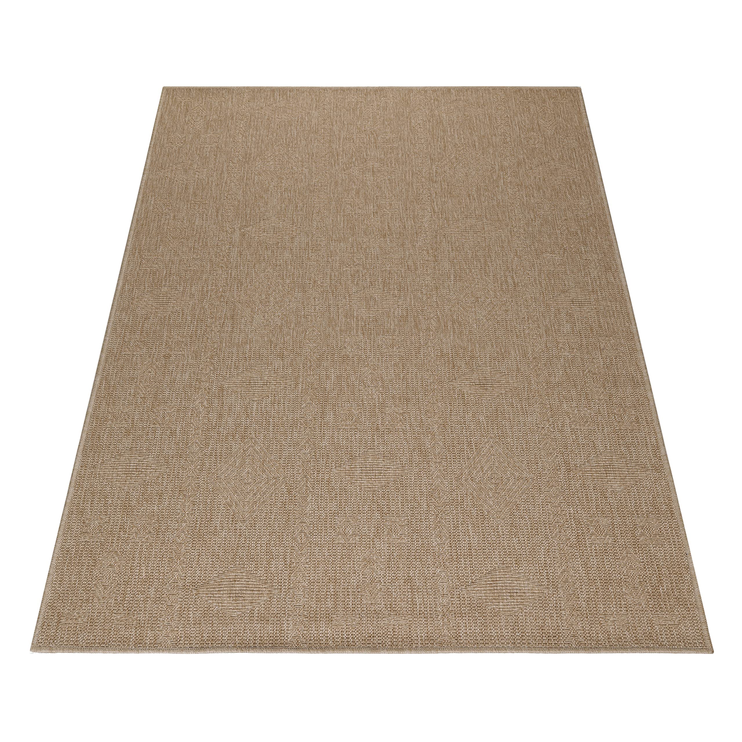 SIMPEX Outdoor Teppich 240x340 cm Wetterfester Teppich in Jute-Optik Extra großer Flachgewebe Teppich für Terrasse, Balkon, Wohnzimmer & mehr