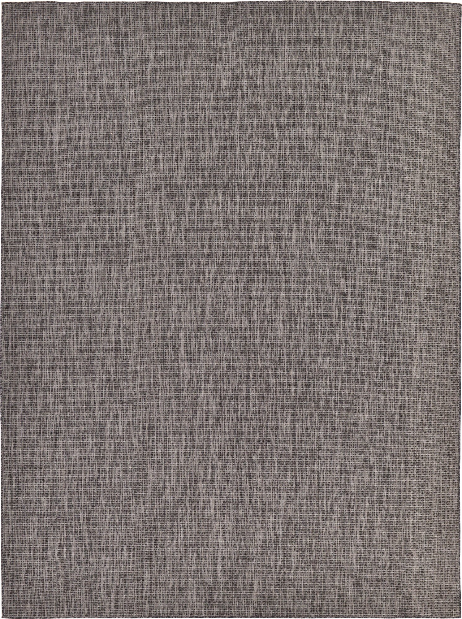 Unique Loom Collection Casual Transitional Solid Heathered Indoor/Outdoor Flatweave Area Rug (9' x 12' Rectangle, Black/Ivory)