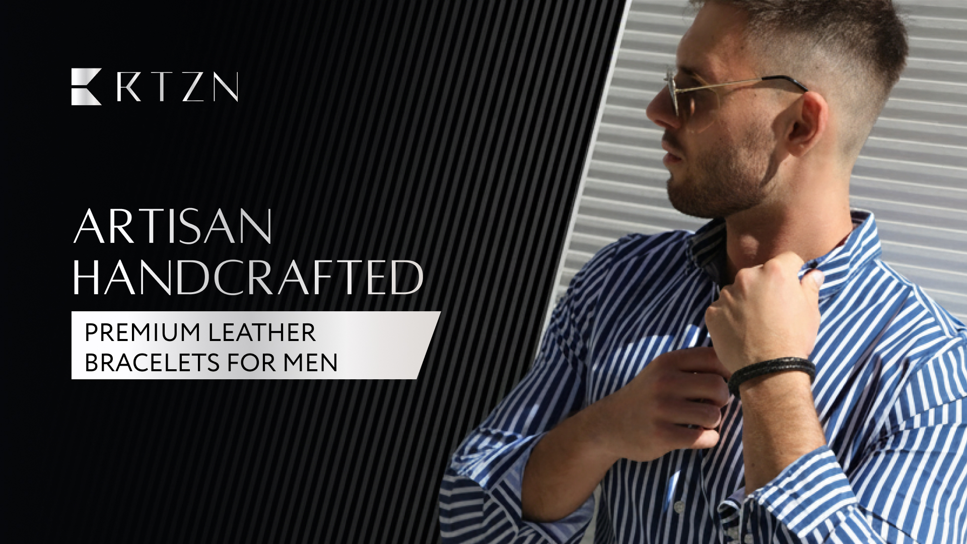 Amazon.com: RTZN® Black Leather Bracelet for Men – Premium Artisan