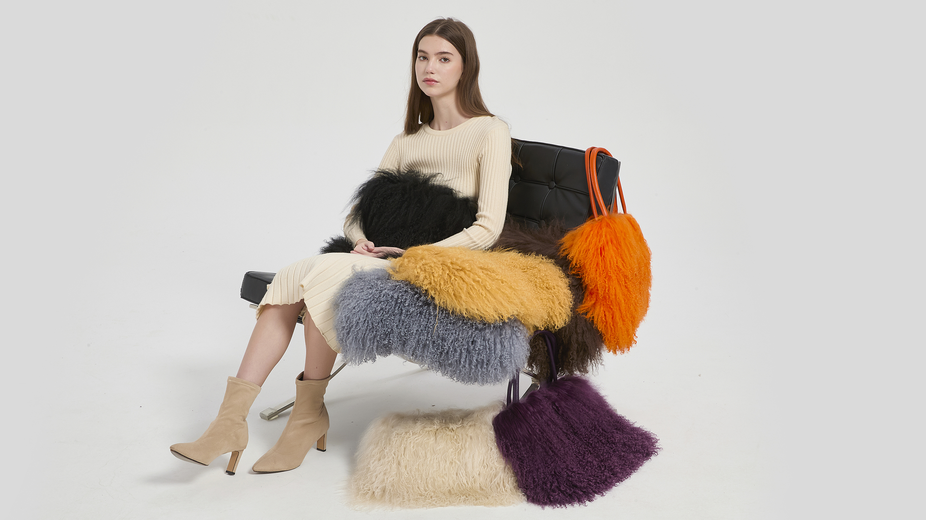 FINILUO Women Luxury Real Lamb Mongolian Flush Wool Fur With