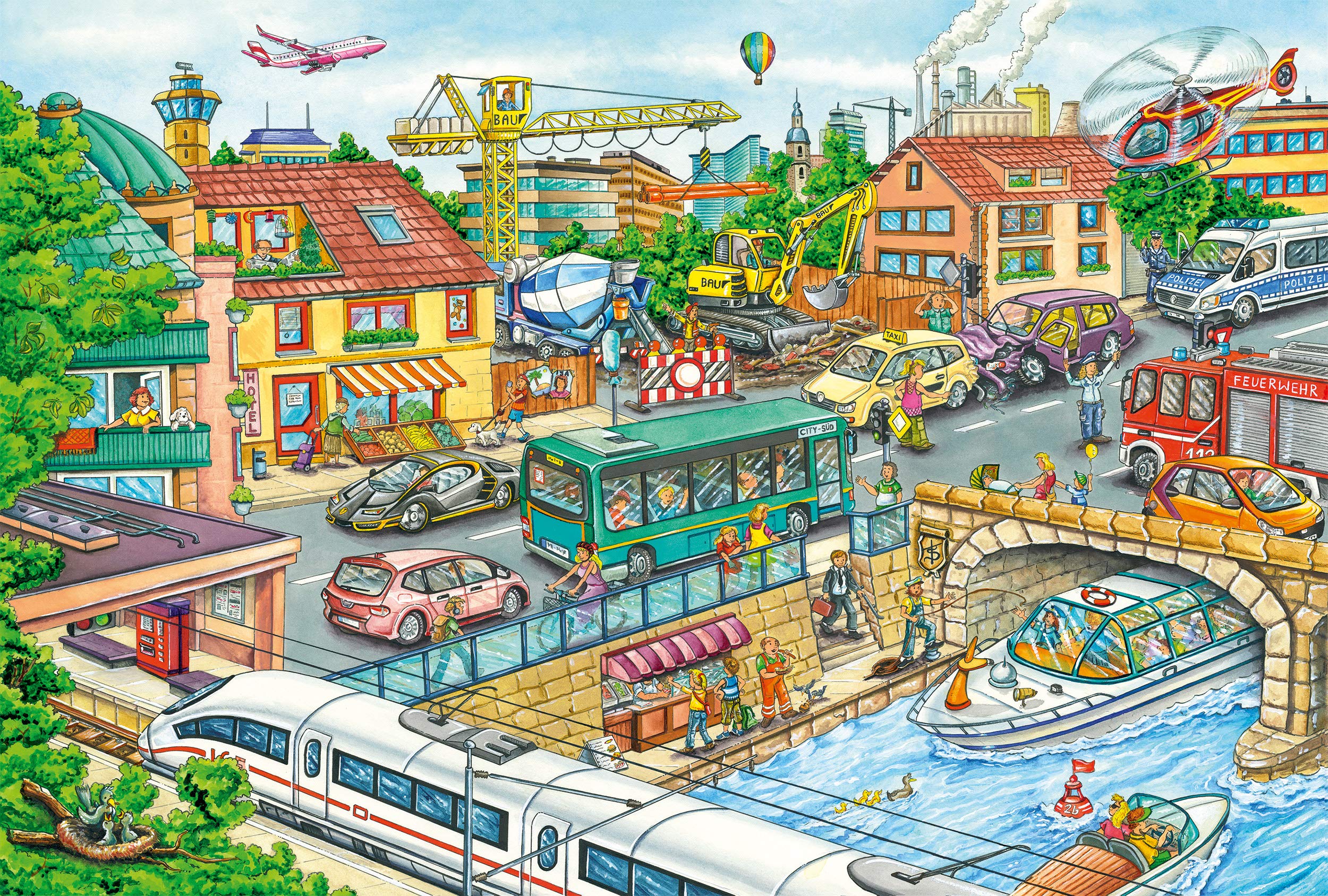Kinderpuzzle Fahrzeuge Und Verkehr – 60 Teile – Bunt – Ab 5 Jahren Kinderpuzzle Fahrzeuge Und Verkehr – 60 Teile – Bunt – Ab 5 Jahren