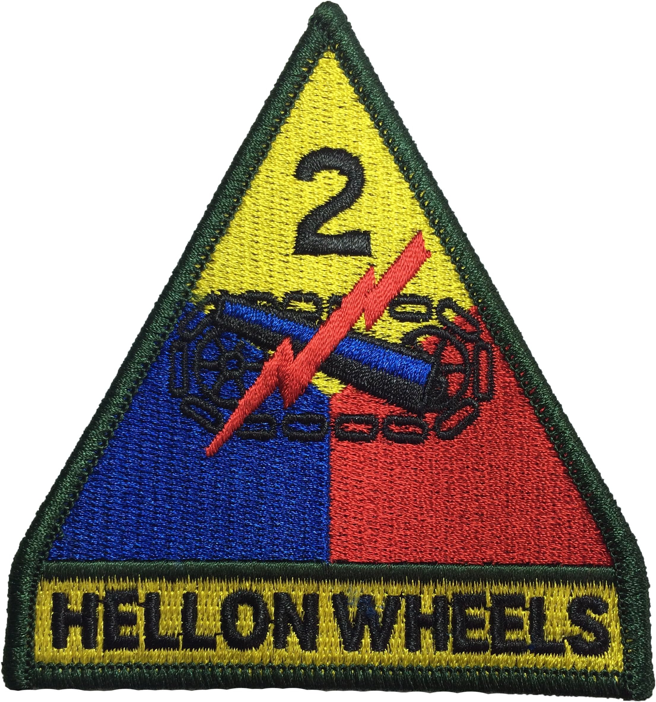 2nd Armored Division Hell on Wheels US Army Full Color Military Armed Forces DIY Applique Embroidered Sew Iron on Emblem Badge Costume Patch