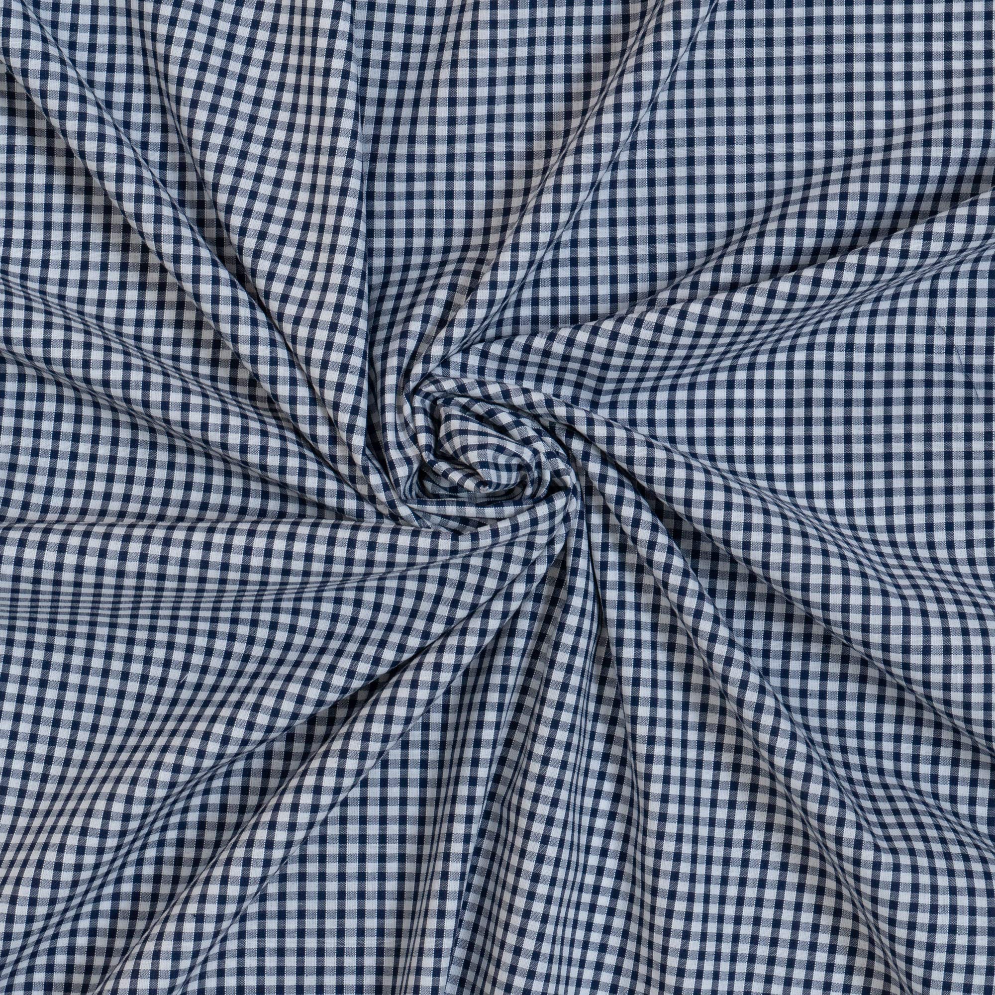 Navy Gingham Polycotton Fabric by The Meter 1/8 Inch Check 114cm 45 Inch Wide