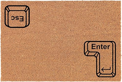 Felpudo de bienvenida de fibra de coco para puerta, regalo para computadora, teclado, programador, friki, divertido, (24 x 16 pulgadas)