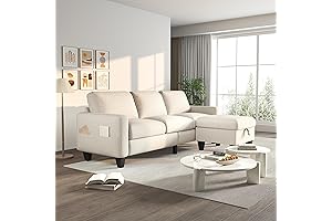 ZeeFu Sofá cama convertible, Mueble tapizado moderno de lino beige de 3...