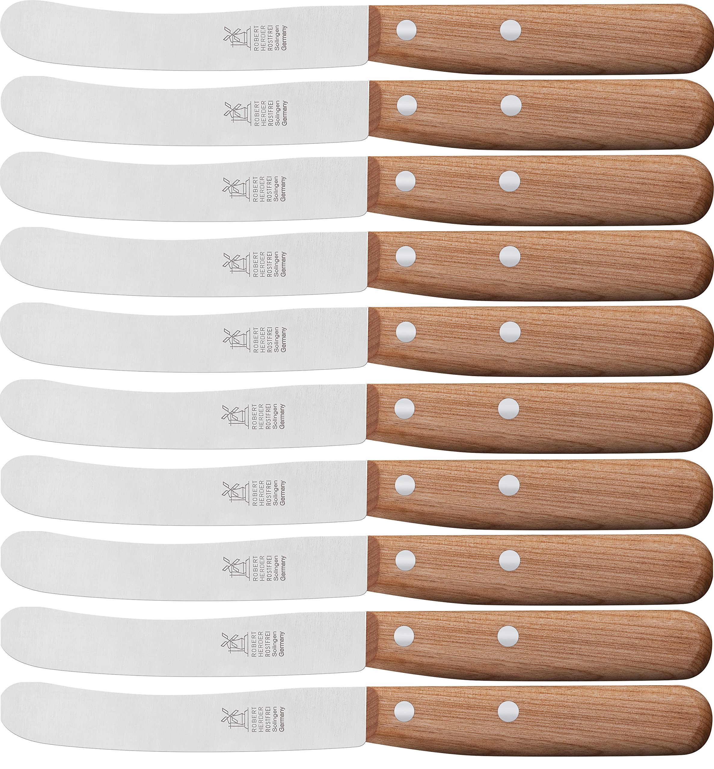 10 x Breakfast Knives, "Buckels, Dinner Knife, Bread Timer, Windmill Knife