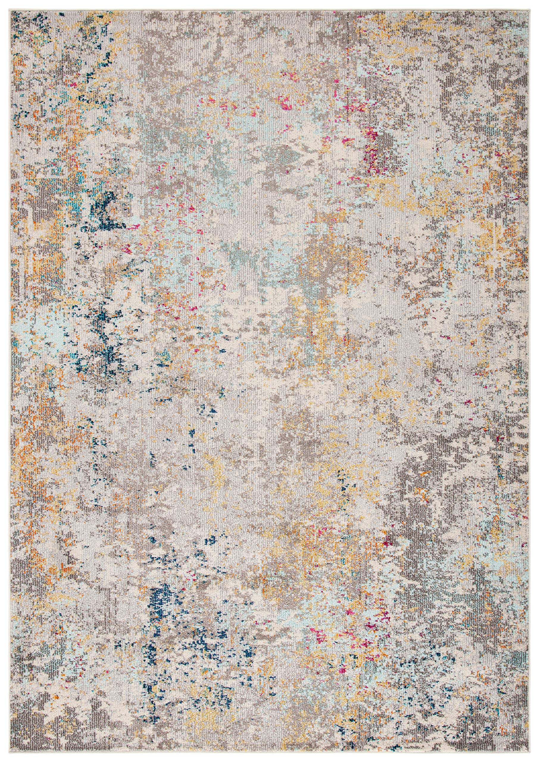 SAFAVIEH Tapis Moderne pour Salon, Salle à Manger, Chambre à Coucher - Madison Collection, Tapis à Poil Court, Gris et Or, 122 X 183 cm