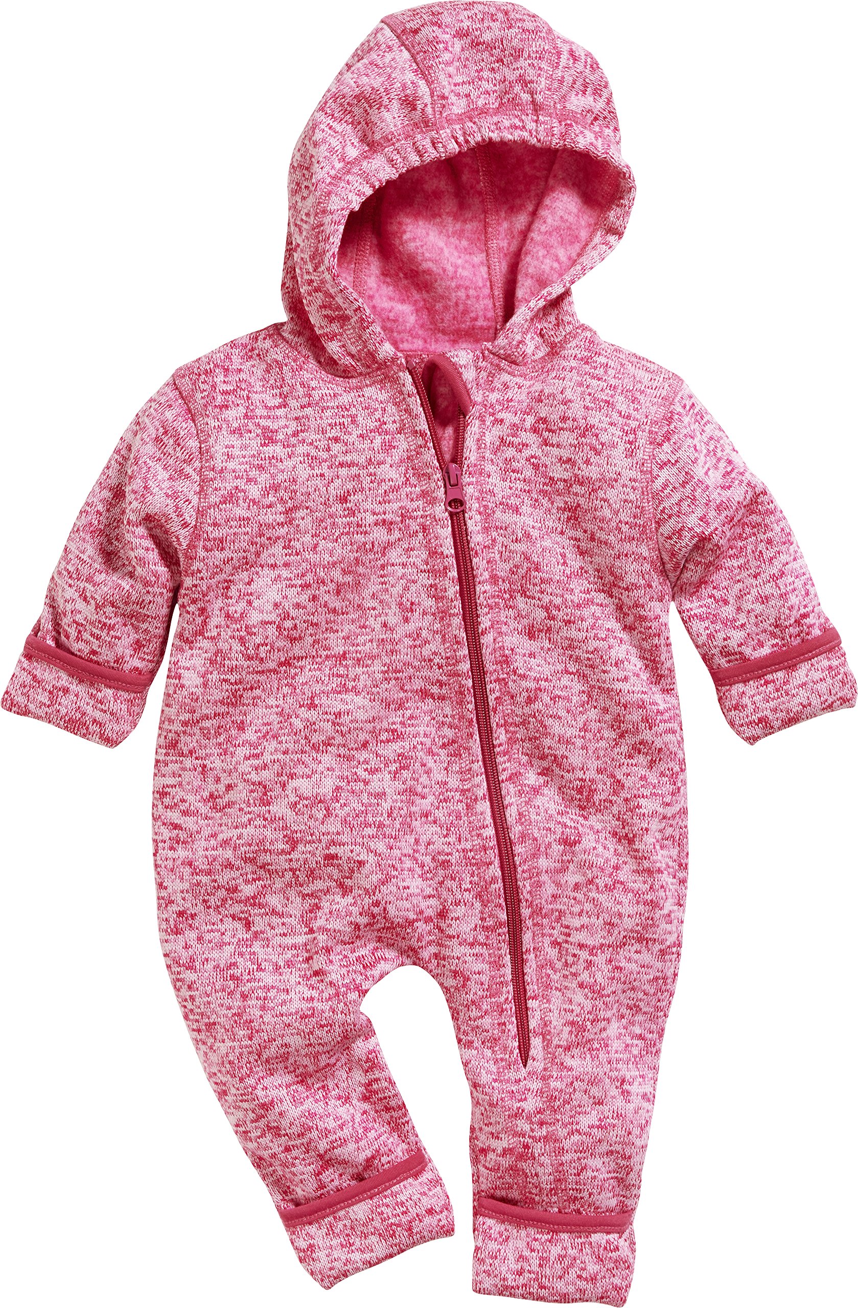 Playshoes Dziecięcy kombinezon polarowy, oddychający kombinezon unisex dla chłopców i dziewczynek, z długim zamkiem błyskawicznym i kapturem, melanżowy wzór, 18 - różowy, 74