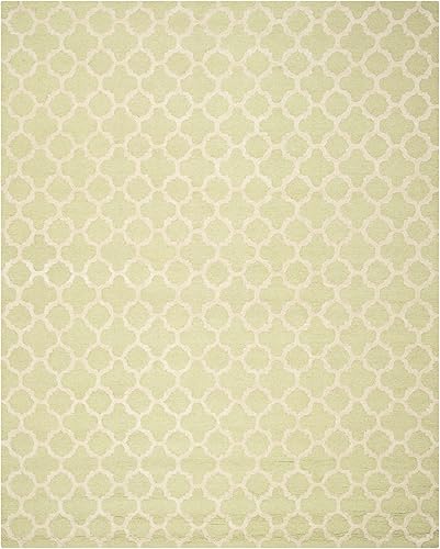 SAFAVIEH Cambridge Collection CAM130B - Alfombra de lana marroquí de 8 x 10 pies, color verde claro y marfil, hecha a mano