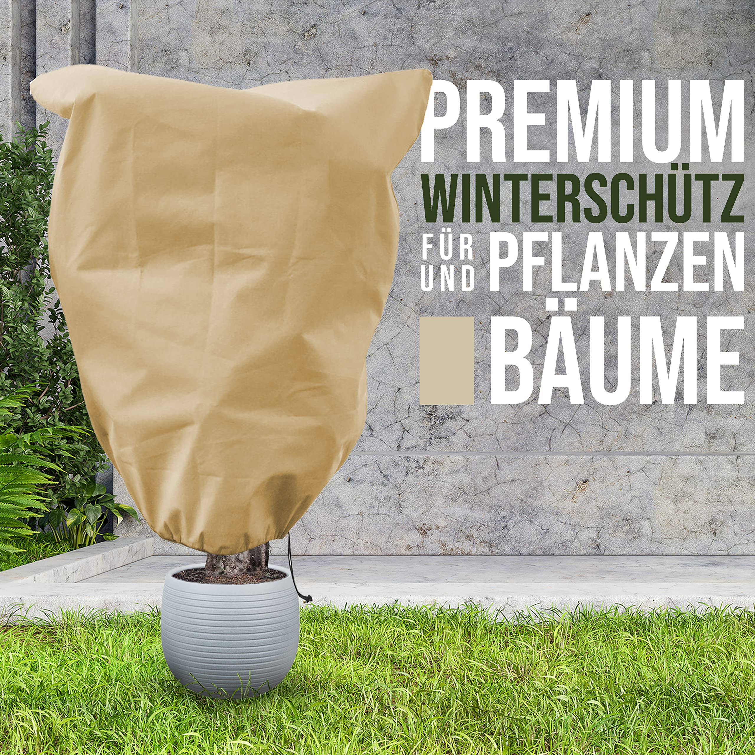 Tropictrees Winterschutz (240x200 cm) für Pflanzen und Bäume | atmungsaktiver Winterschutz für Pflanzen mit Reißverschluss und Kordelzug | Schutz vor Kälte und Frost | reißfest & wiederverwendbar