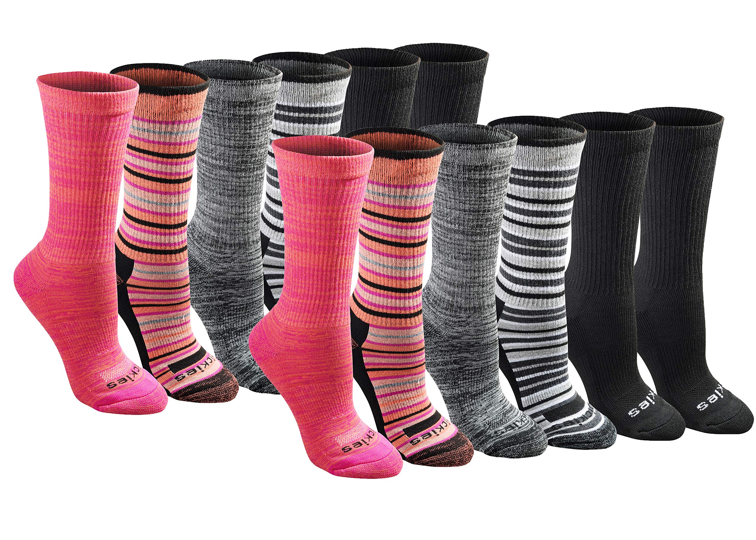 Dickies Women's Dri-Tech Fashion Moisture Control Crew Socks (6, 12 Pairs)