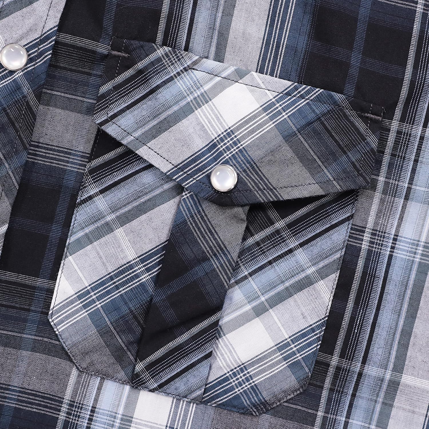 Dubinik® Western Shirts for Men Short Sleeve Plaid Pearl Snap Shirts for Men Button Up Shirt Cowboy Casual Work Shirt - Image 5