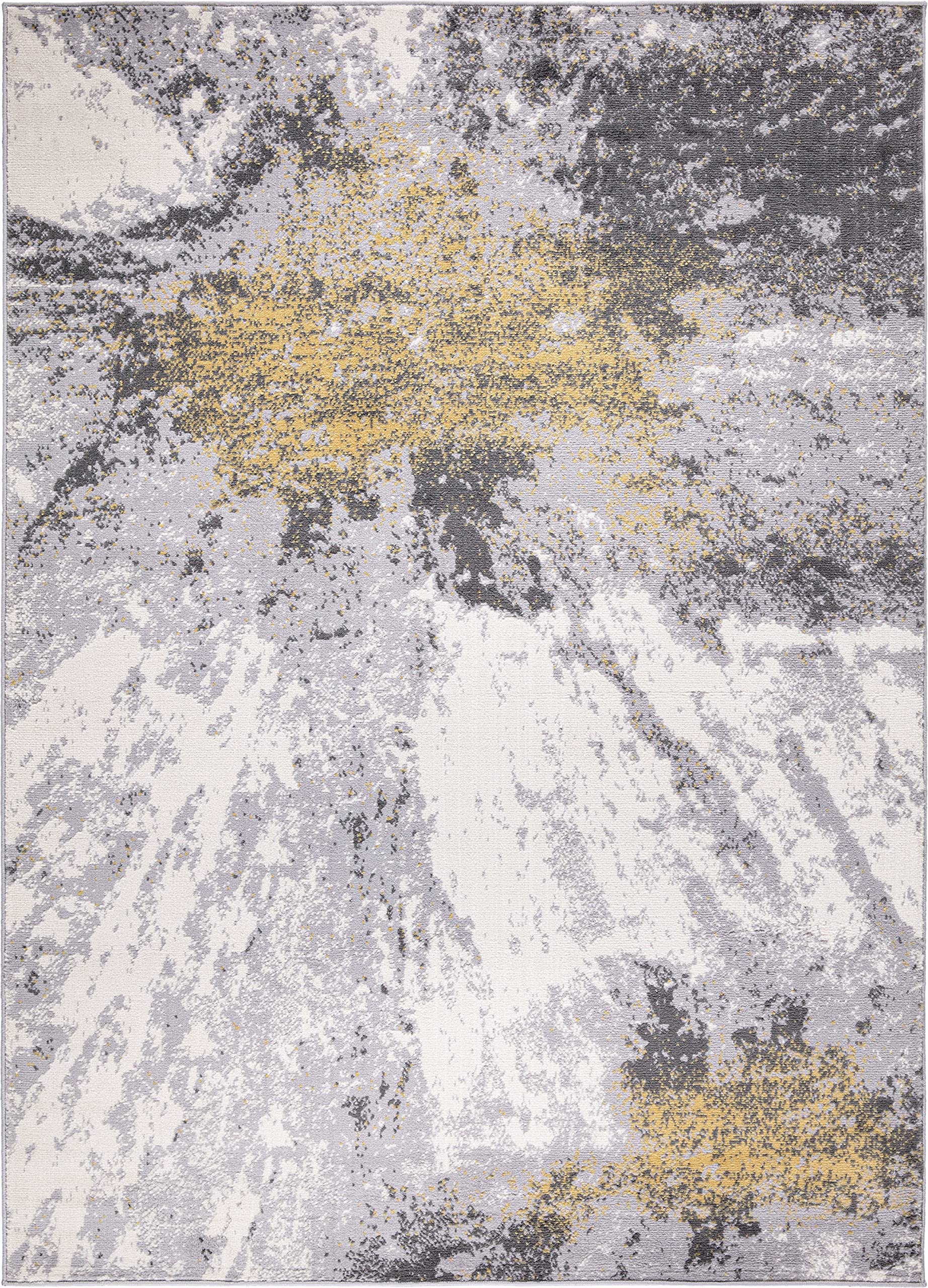 Rugshop Contemporary Modern Abstract Area Rug 5' x 7' Yellow