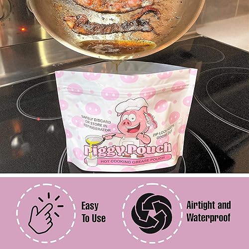 Miniatura 5 de Piggy Pouch - Bolsa de almacenamiento para grasa de tocino, reutilizable, diseño hermético, sin olor, 12 onzas, paquete de 6