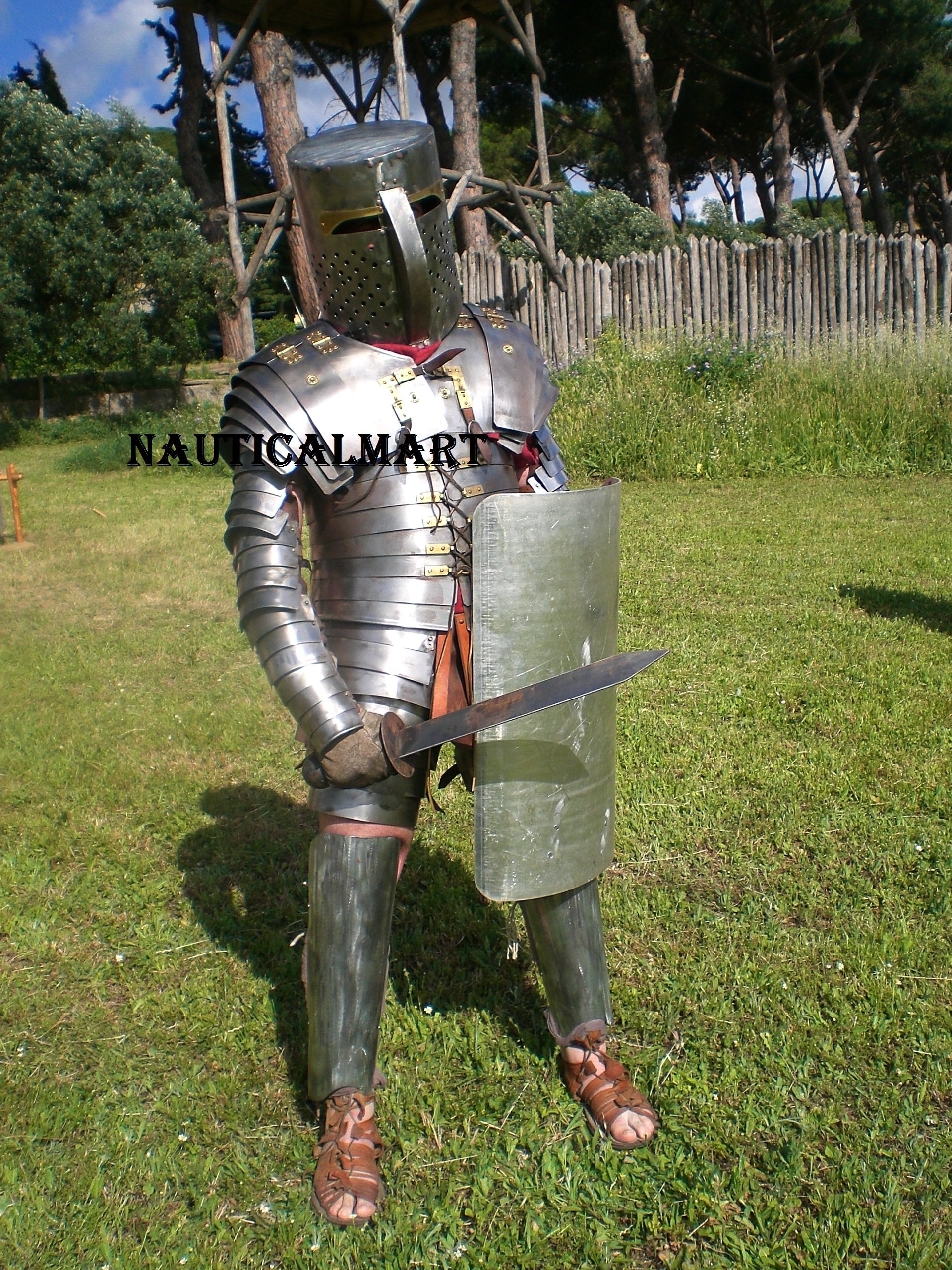 NauticalMart Medieval Wearable Lorica Armor Suit with Crusader Helmet
