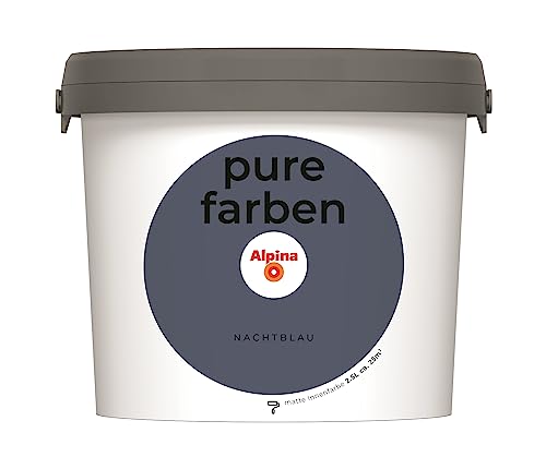 Alpina pure farben Wandfarbe – Nachtblau – strapazierfähige und atmungsaktive Innenfarbe – ergiebig, gut deckend & reinigungsfähig – 2,5 Liter