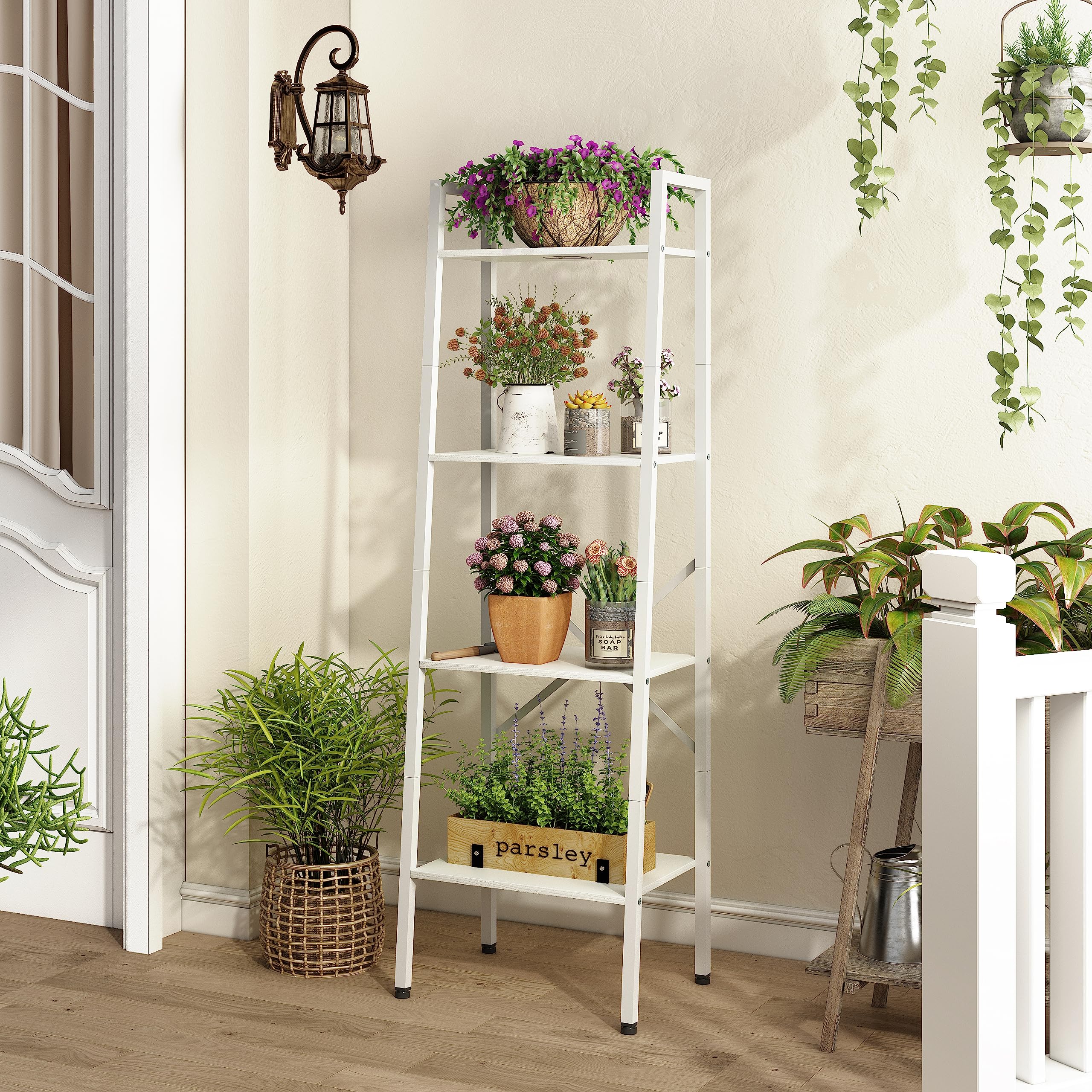 Amazon.com: Hoctieon 4-Tier Industrial Ladder Bookshelf, Narrow