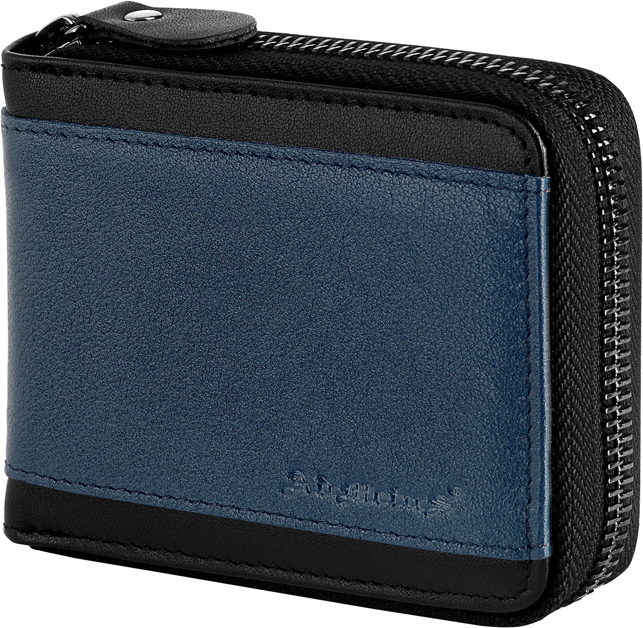 Mens RFID Blocking Wallets Zipper Leather Wallet for Men Bifold RFID Card Holder