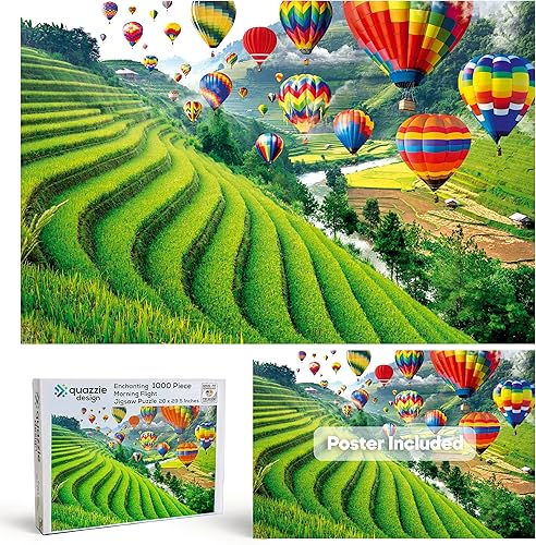 Quazzie Design Rompecabezas de 1000 piezas para adultos juego de globos para adultos para niños y adolescentes también un rompecabezas duro colorido