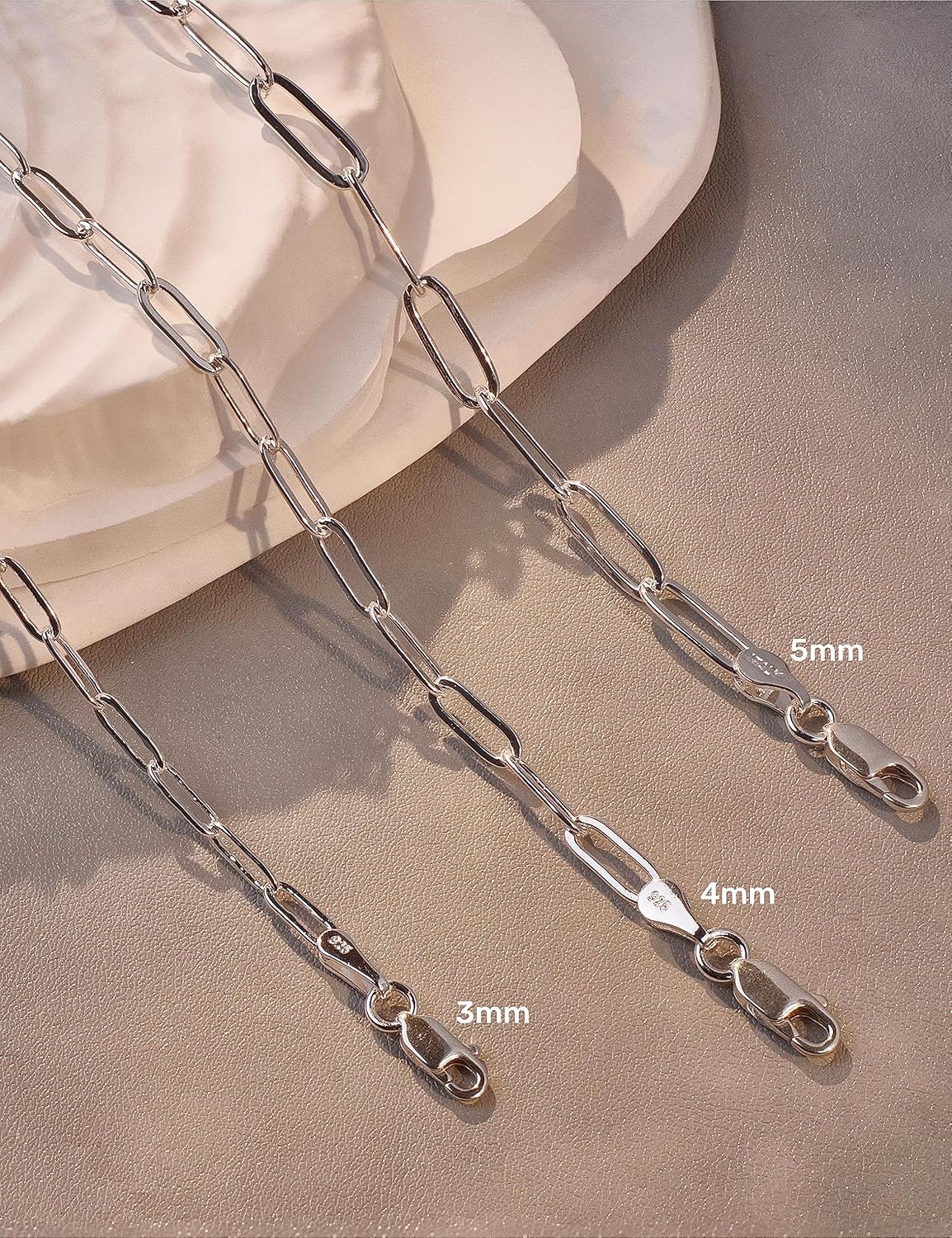 925 Sterling Silver Paperclip Bracelets 3/4/5mm Silver/Gold Plated Bracelets for Women Paperclip Chain Bracelet for Men 6.5-9 Inches - Image 5