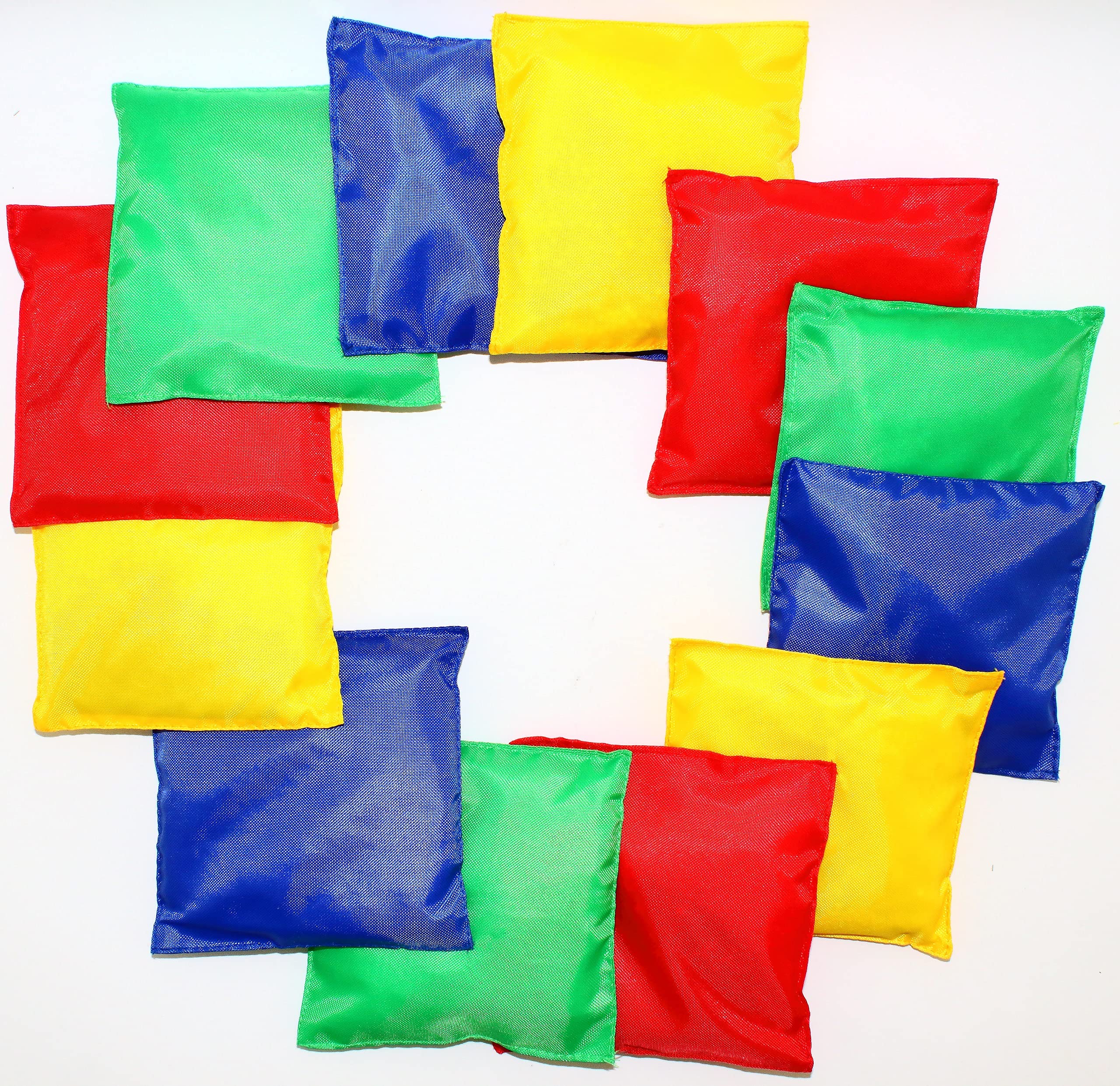 'Tytroy Set of 12 Assorted Color 5'' 4/8oz Each Strong Nylon Bean Bags for Beanbag-Toss Carnival Cornhole in Person Games Fun with Family & Friends Away from Phones TVs & Computers (12 Pack 4/8oz)'