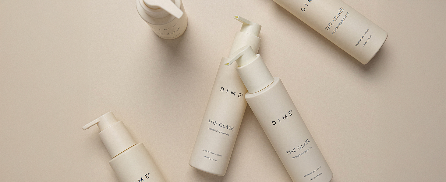 DIME Beauty Glaze Body Oil, Hydrating, Non-Greasy Massage Oil, Argan and Jojoba Oil for Skin, Bath Oil for All Over Body Glow, 4 oz / 120 ml