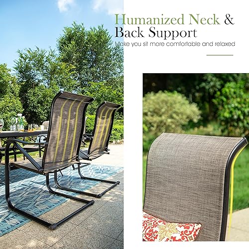 Miniatura 3 de Sophia  William Sillas de comedor de patio sillas de movimiento de resorte C para 6 sillas de patio de respaldo alto textileno de secado rápido para