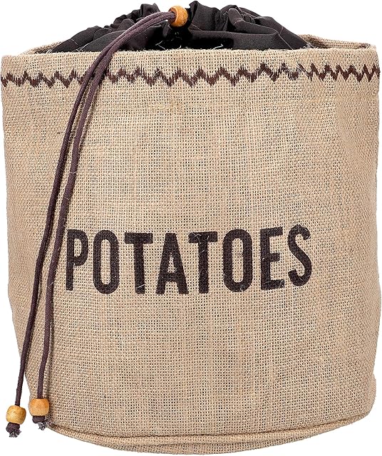 Natural Elements Potato Bag with Blackout Lining, Hessian, Brown, 24 x 24 cm