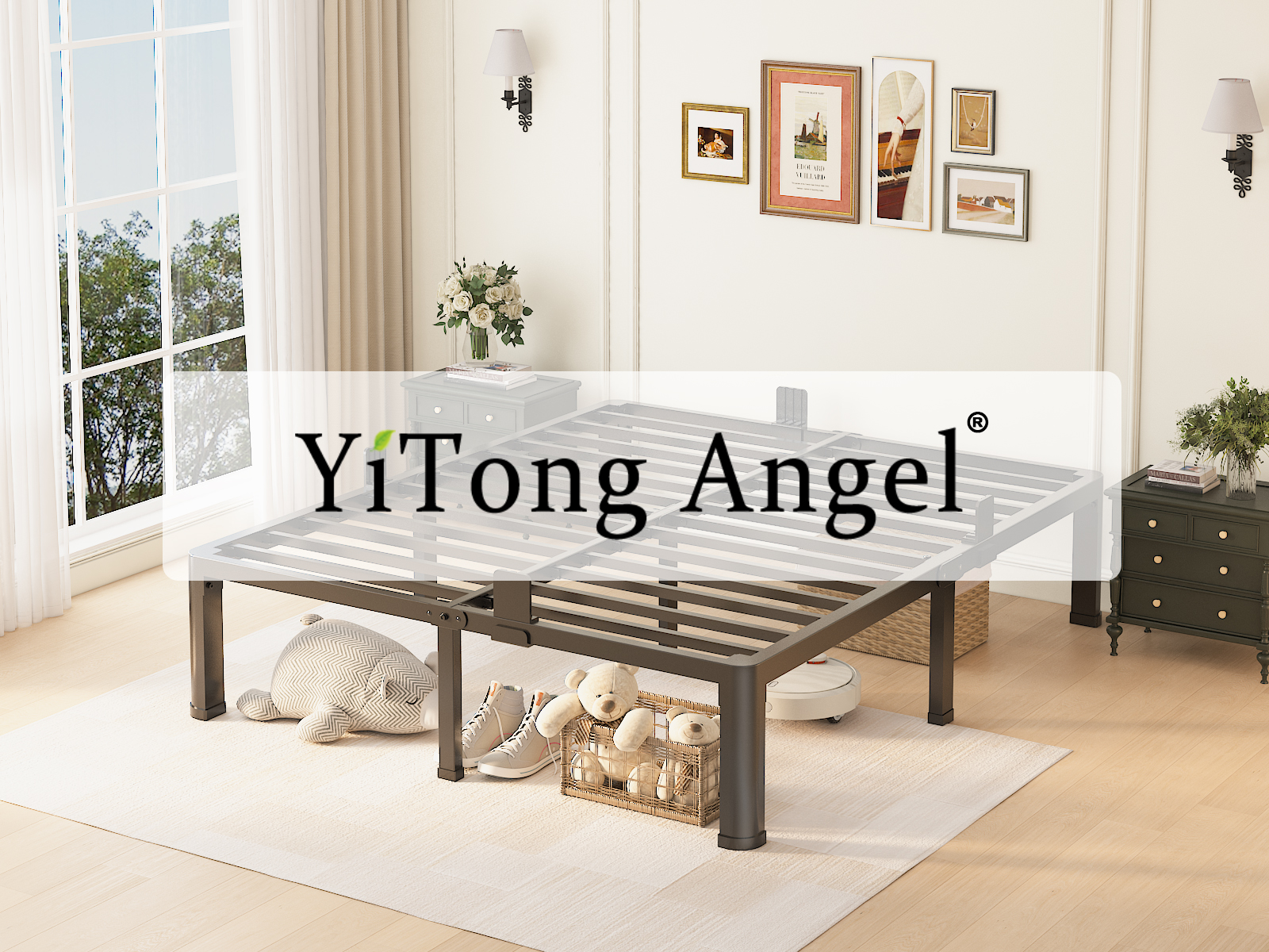 Amazon.com: Yitong Angel 18 inch King Size Bed Frame with Round