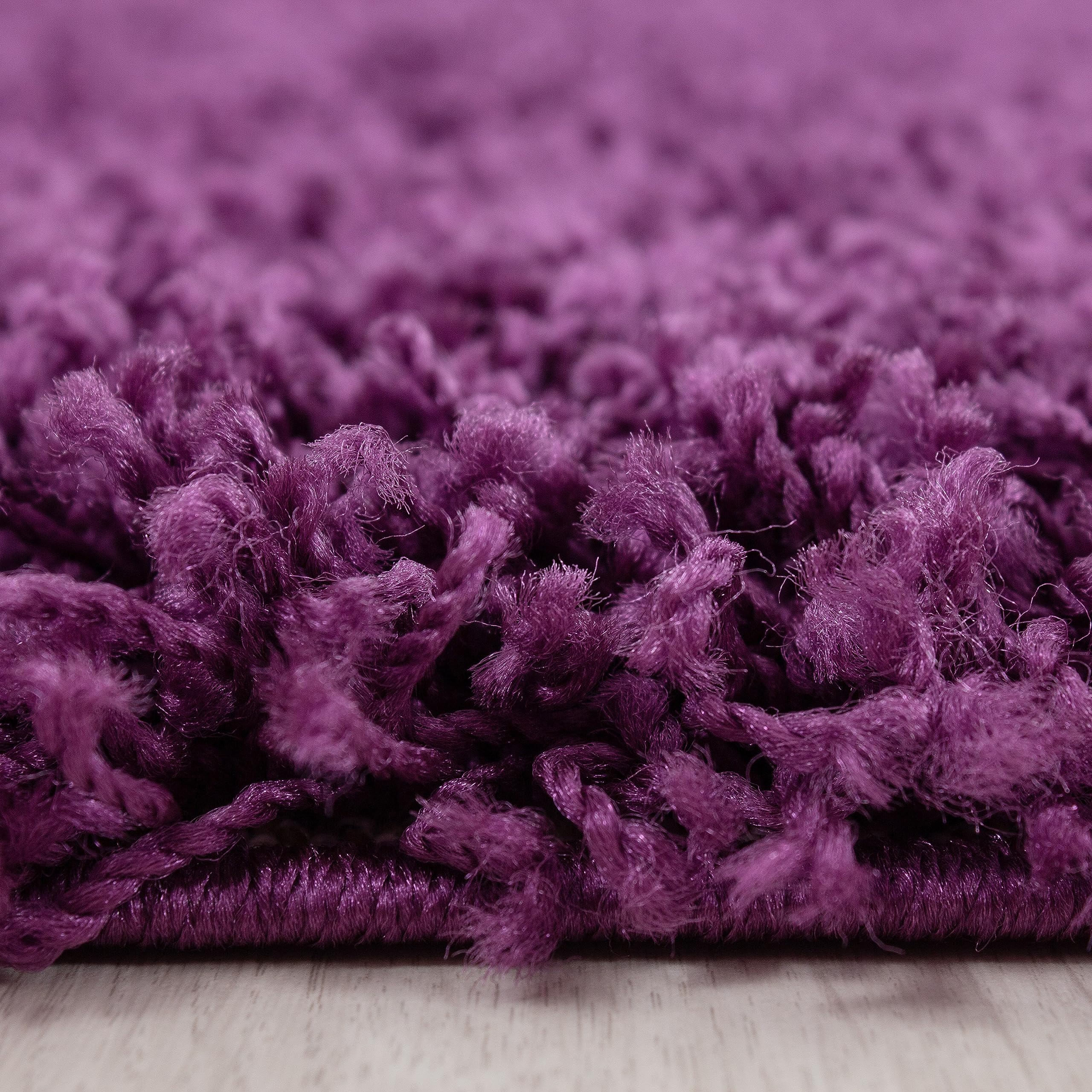 HomebyHome Shaggy Hochflor Teppich, 100x200 cm, Lila, weich, flauschig, modern, einfarbig, Für Schlafzimmer oder Flur, für Wohnzimmer Schlafzimmer Flur
