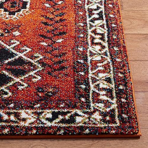 Miniatura 4 de SAFAVIEH Vintage Hamadan Collection - Alfombra de área de 5.3 x 7.6 pies, naranja y rojo, diseño oriental tradicional persa, no desprende pelusa y