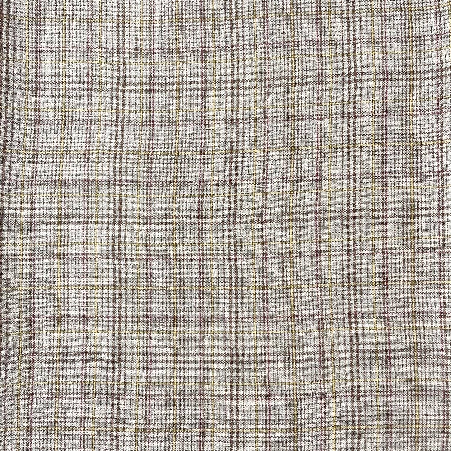 Yellow Linen Rayon Cotton Check Fabric | Premium Fabric Quality - Ideal for Sewing, Crafts, and Home Decor