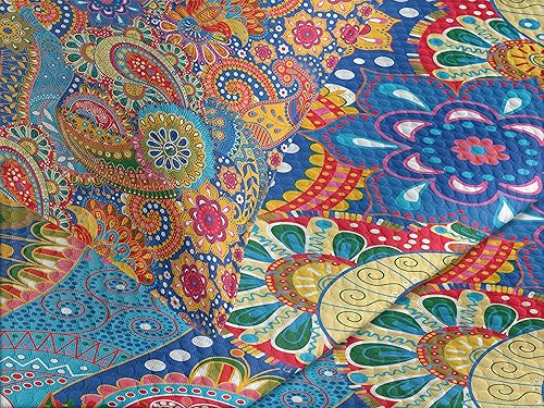 Miniatura 3 de Lunarable Juego de colcha de 2 piezas con funda de almohada, diseño floral de cachemira colorido, arte medieval ornamental clásico, juego de 2