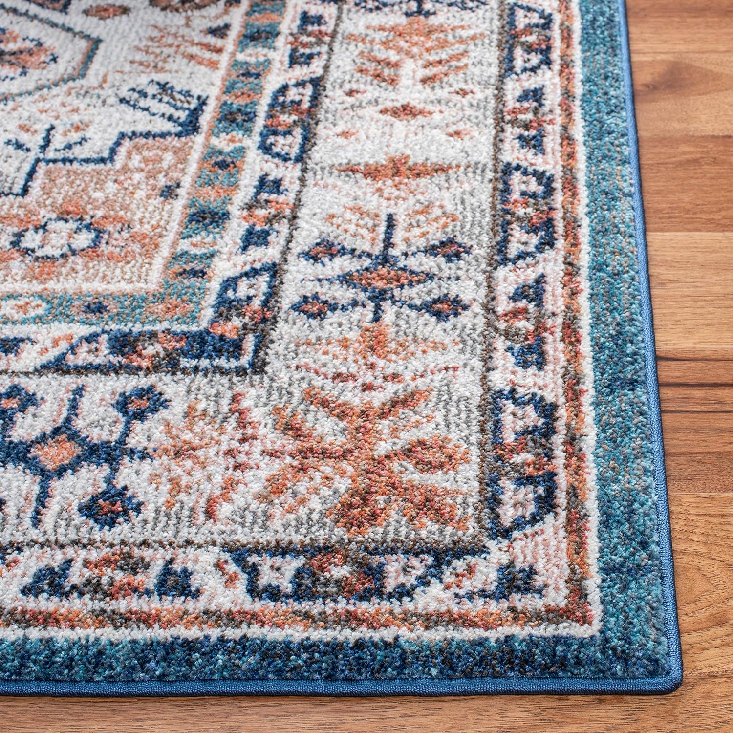 SAFAVIEH Crystal Collection Runner Rug - 2'2" x 9', Ivory & Blue, Oriental Distressed Design, Non-Shedding & Easy Care, Ideal for High Traffic Areas in Living Room, Bedroom (CRS326A)