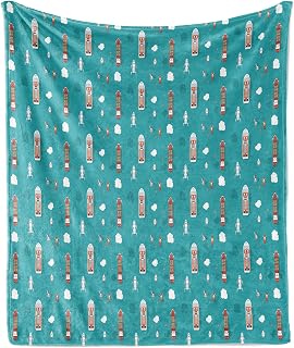 Ambesonne Cruise Ship Throw Blanket, Top View Sea Ships Water and Yacht Boat Transport Cruise Travel Illustration, Flannel Fleece Accent Piece Soft Couch Cover for Adults, 70" x 90", Multicolor