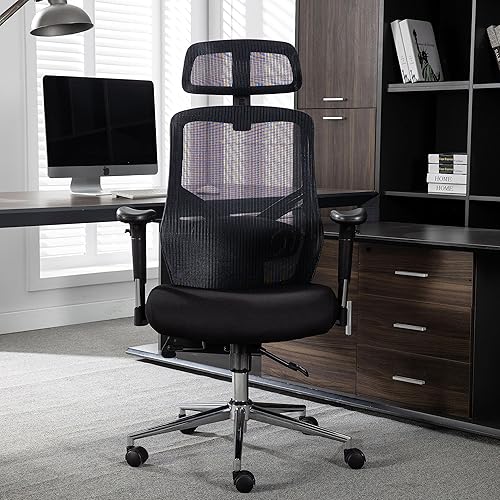 Miniatura 2 de SNUGWAY Silla ergonómica de respaldo alto con reposabrazos y reposacabezas ajustables para oficina, 250 libras, color negro