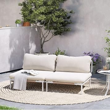Oversized Outdoor Couch, 2-Seater Modular Sectional Sofa with Cushions | Built for Outdoor Living with Weather-Resistant Materials, Spacious Seating for Cozy Relaxing and Gatherings