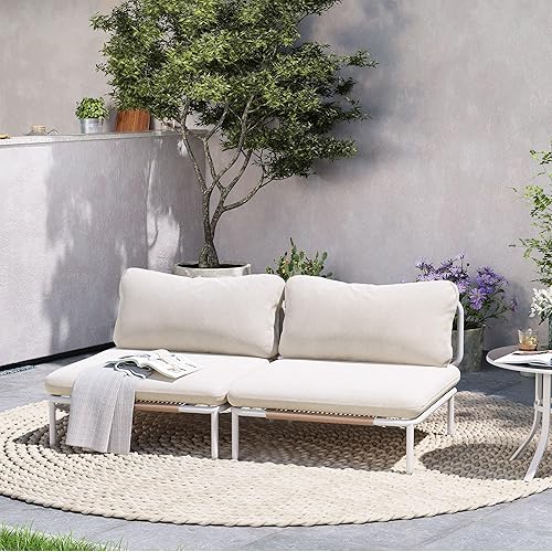 Outdoor Oversized Loveseat Set, Patio Conversation Sets, 2 Seater Modular