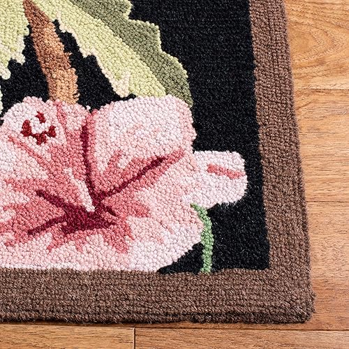 Miniatura 3 de SAFAVIEH Chelsea Collection - Alfombra decorativa de 3 pies 9 pulgadas x 5 pies 9 pulgadas, color negro, lana de campo francesa enganchada a mano,