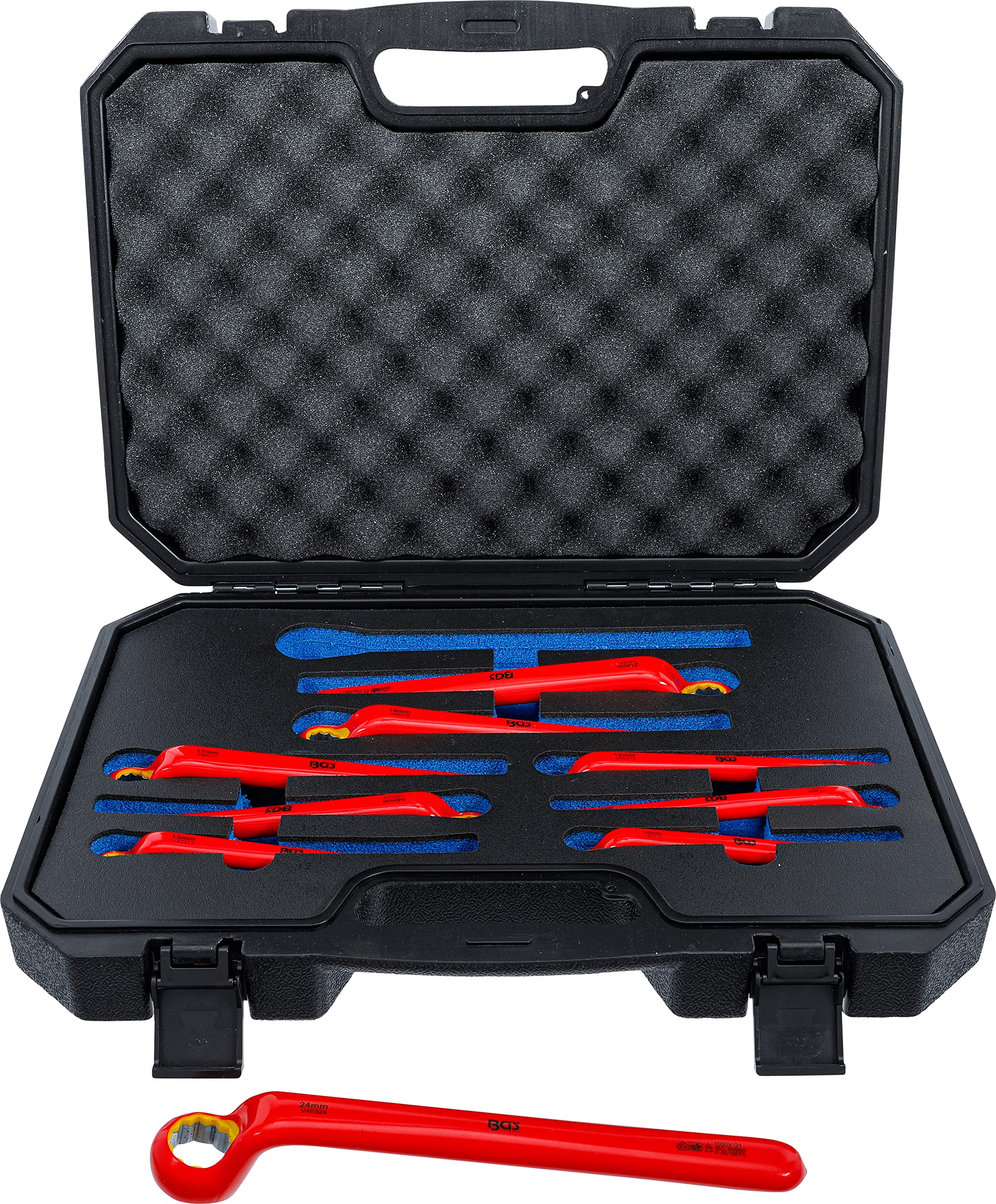 BGS 72035 | Juego de llaves combinadas VDE | largas acodadas | 10 - 24 mm | 9 piezas