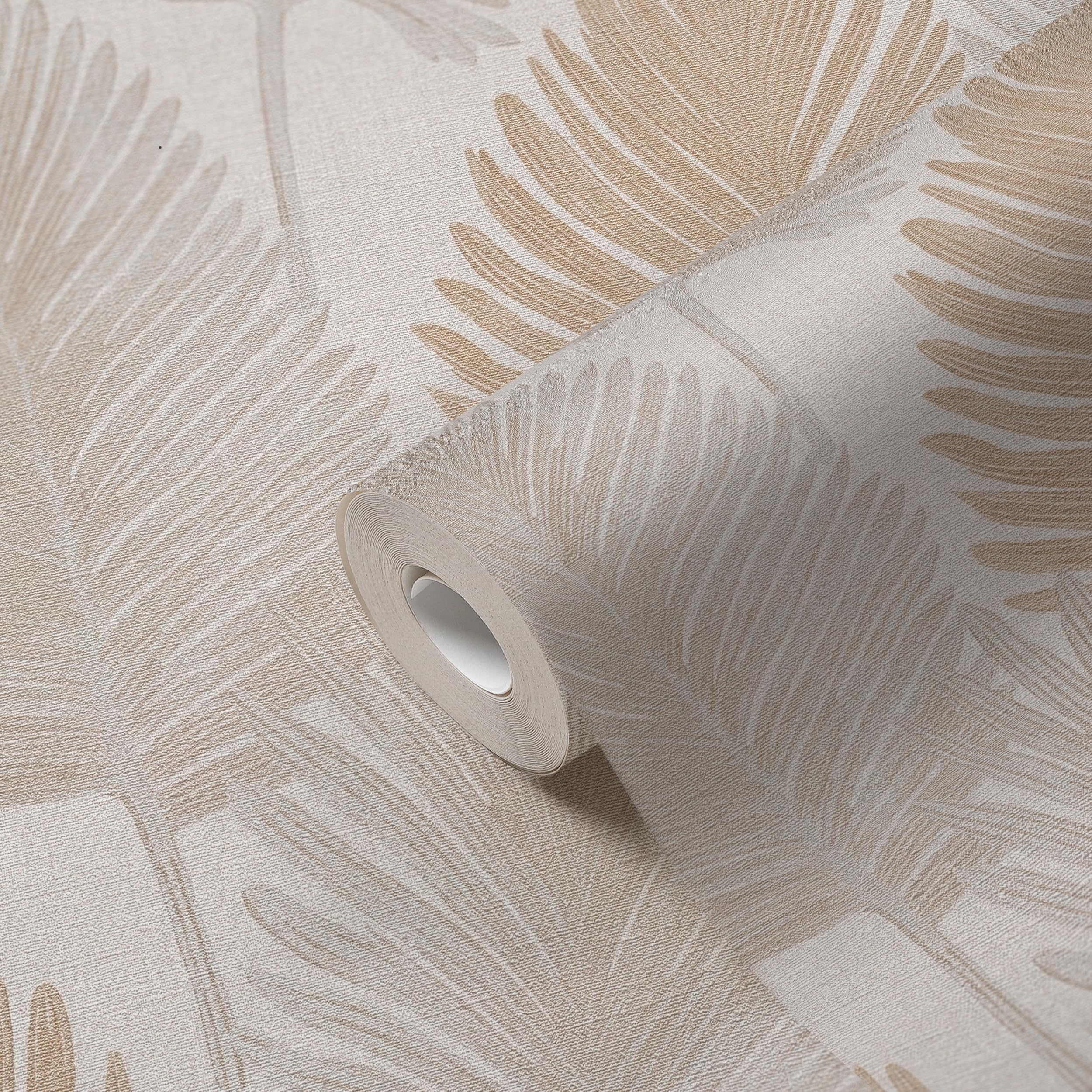 Livingwalls carta de parati TNT con motivo a foglie in crema, beige, grigio, metallico – carta de parati decorativo 10,05 x 0,53 m – 786731