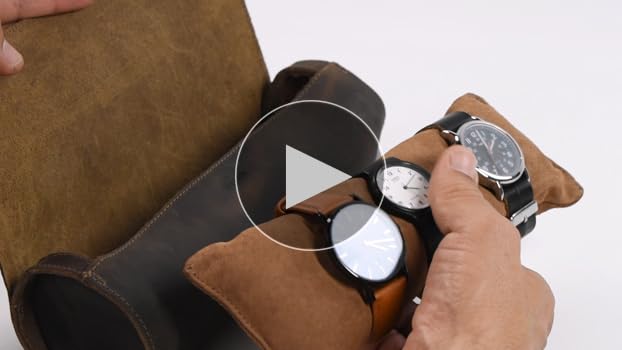 Hide ＆ Drink レザーシリンダーウォッチケース 腕時計4本収納 収納ボックス ジュエリーオーガナイザー 旅行アクセサリー 手作り バーボンブラウン＿並行輸入品