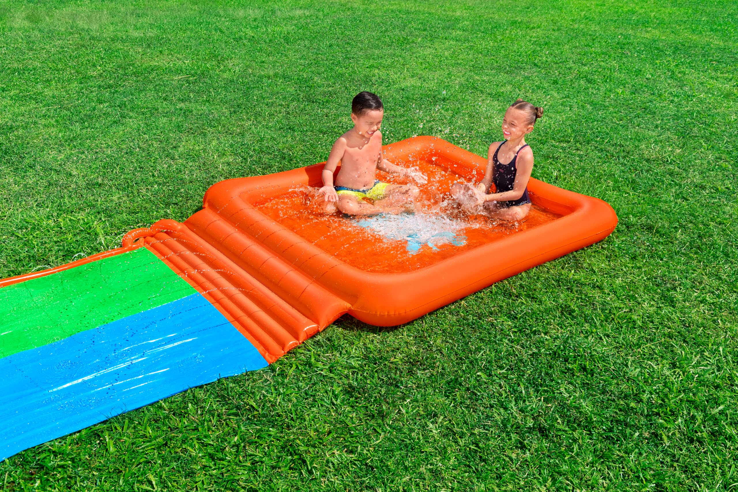Bestway 52633 Scivolo ad acqua a corsia doppia Super Splash, 3 anni+