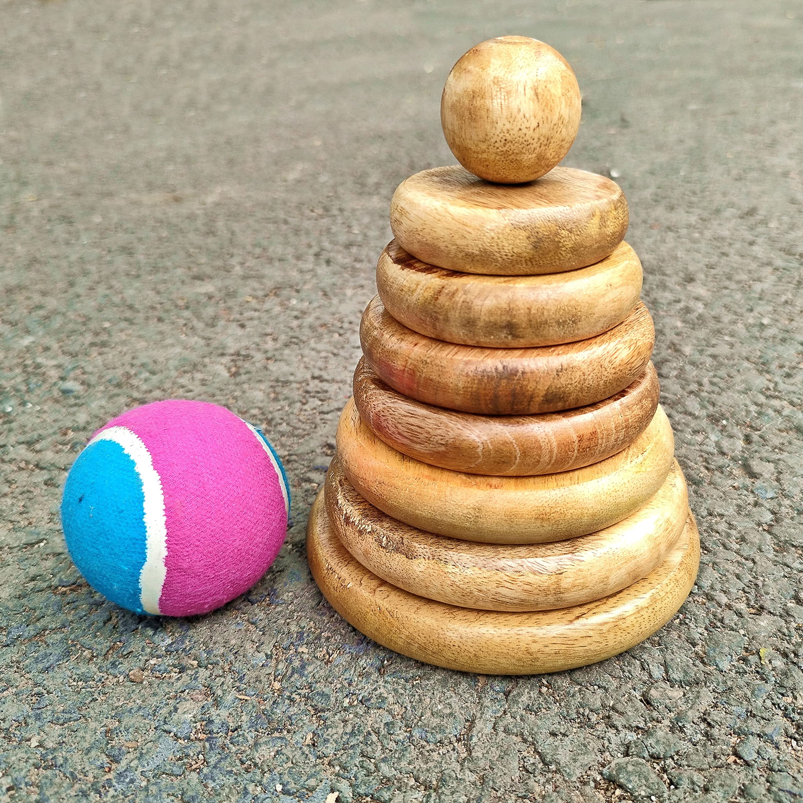 MUREN® Seven Stone Lagori Pitthu Wooden Game with Ball for Kids/Adults, Handcrafted Traditional Indian Stacking Game- satoliya/nargolio Outdoor/Indoor Sports (B0BFRDZ7GG) Amazon Price History, Amazon Price Tracker