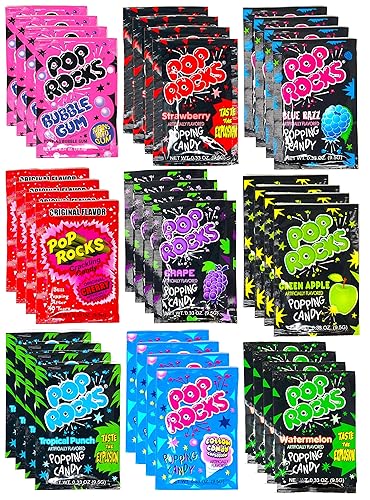 Pop Rocks - Paquete variado de caramelos crujientes clásicos de Pascua a granel, caramelos Pop Rocks a granel, nueve sabores diferentes a granel (36