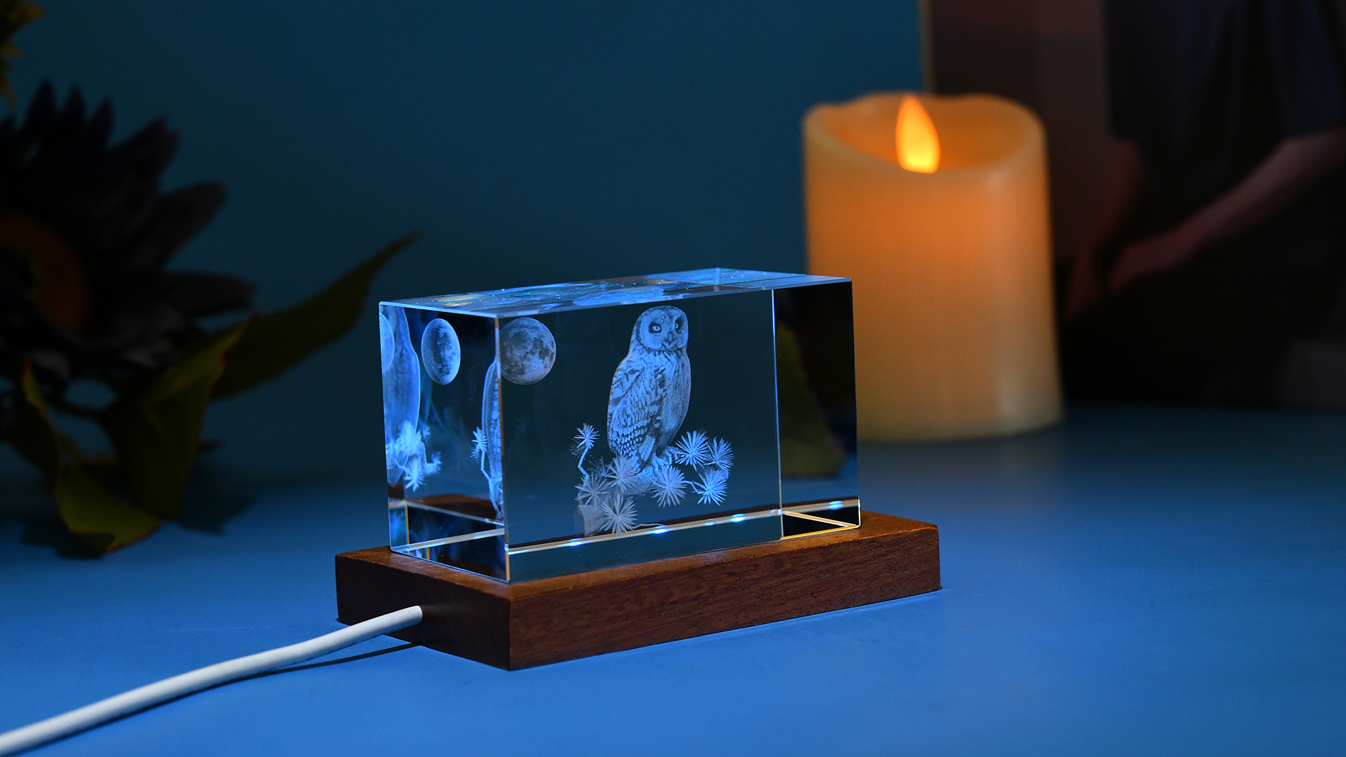 Amazon.com: ZRENJHUS 3D OWL Figurines Glass Laser Crystal Block