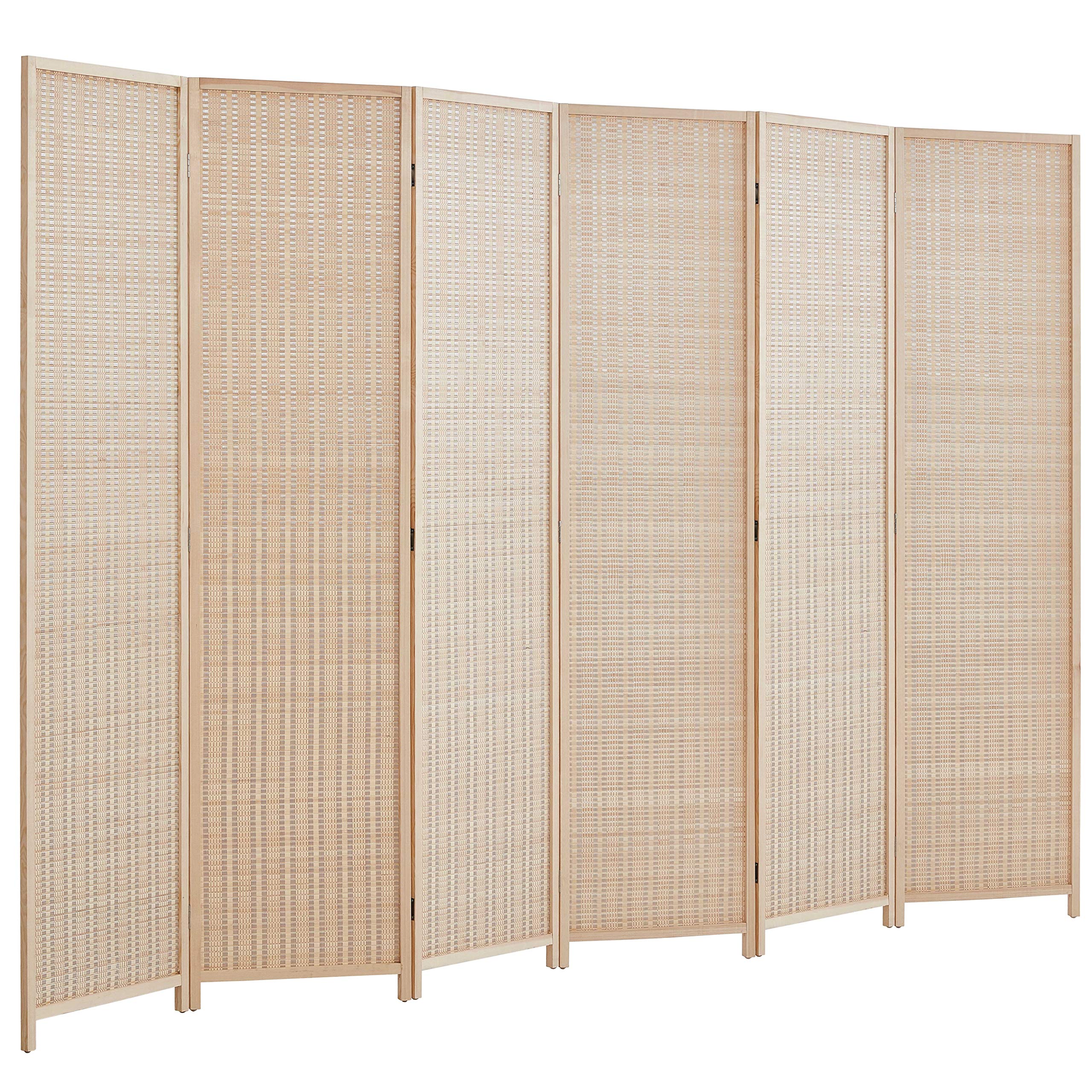 6 ft. TallExtra Wide, Bamboo Room Divider, 6 Panel Room Divider/Screen