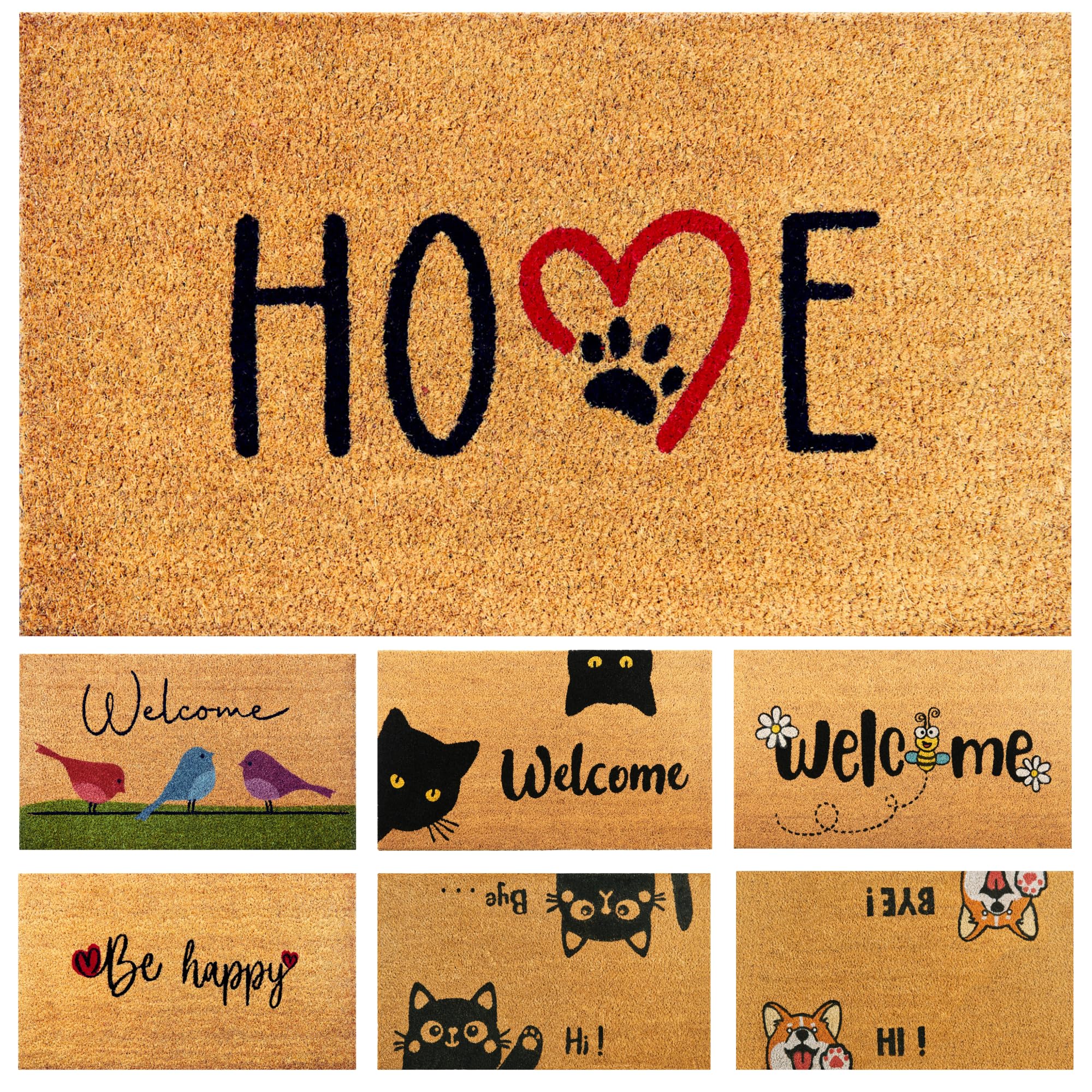 Felpudo Huellas Perro de Fibra Coco - 70x40cm - Felpudos Antideslizantes - Felpudos Originales para la Entrada a Casa, Pasillos, Puertas de Exterior - Accesorios para el Hogar - Material Resistente