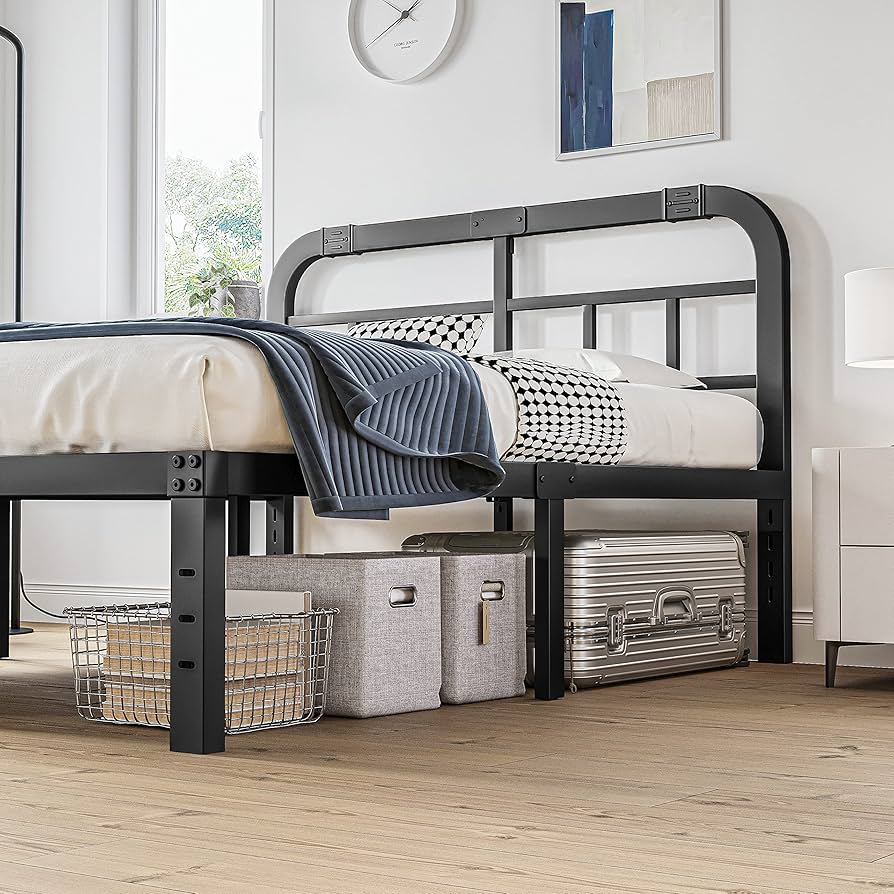 ZIYOO ソリッドバンブーウッド ツインXL ベッドフレーム 収納